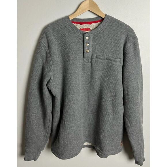 Coleman Henley Pullover Sweatshirt Gray Sherpa Lined Thermal Fleece Size Large - Picture 1 of 7